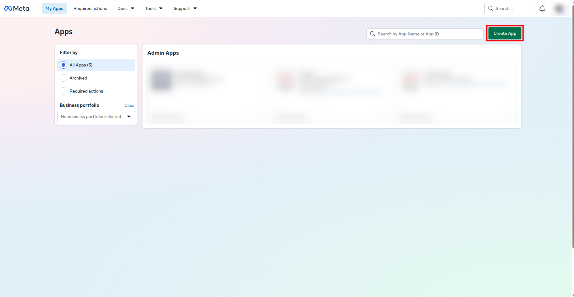 Meta for Developers — Create App