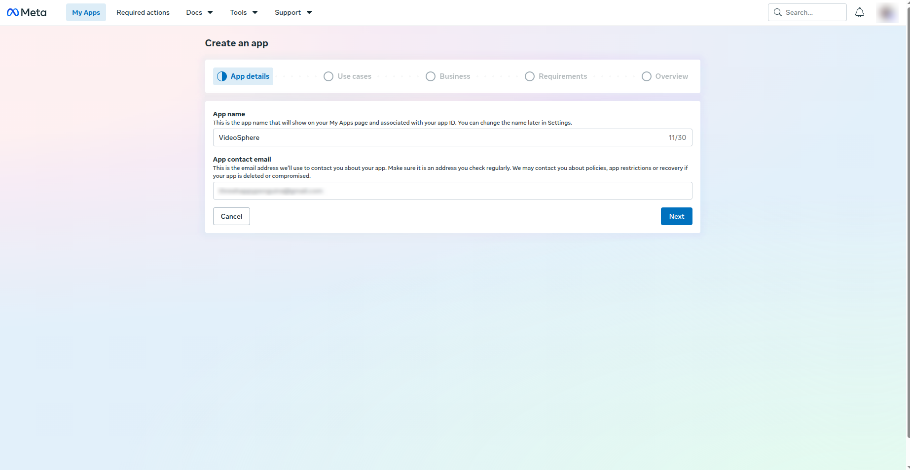 Create an app — App details