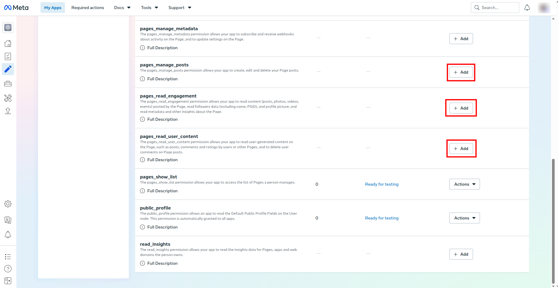 Add Page permissions