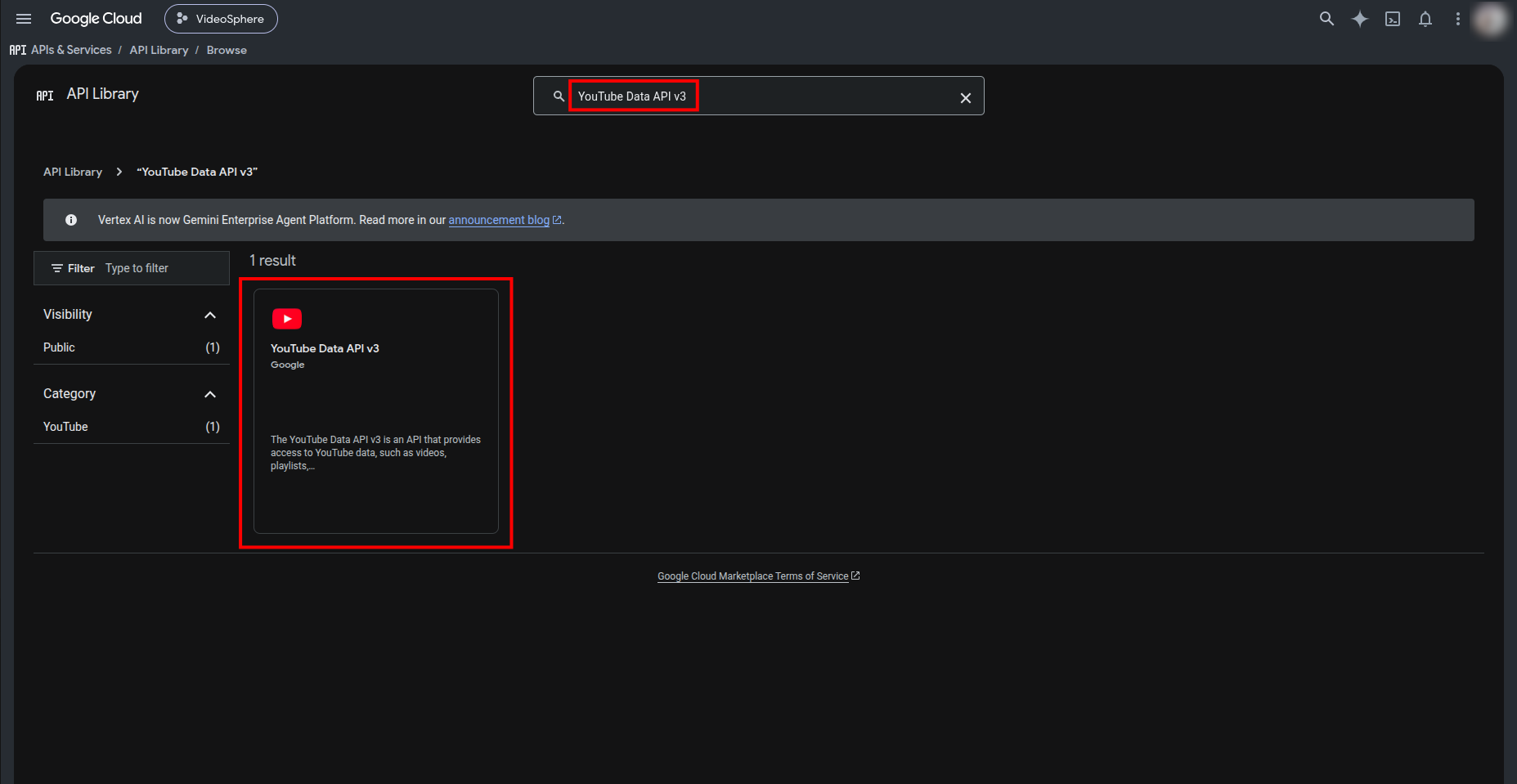 Search YouTube Data API v3
