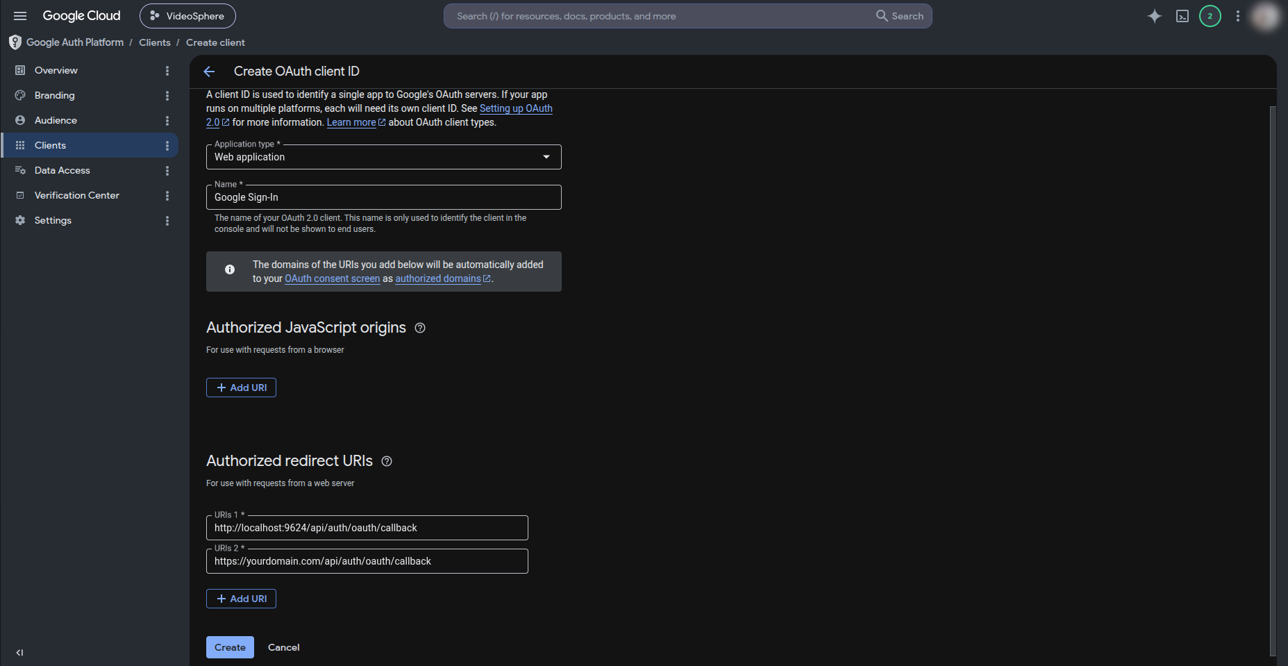 Google Sign-in client
