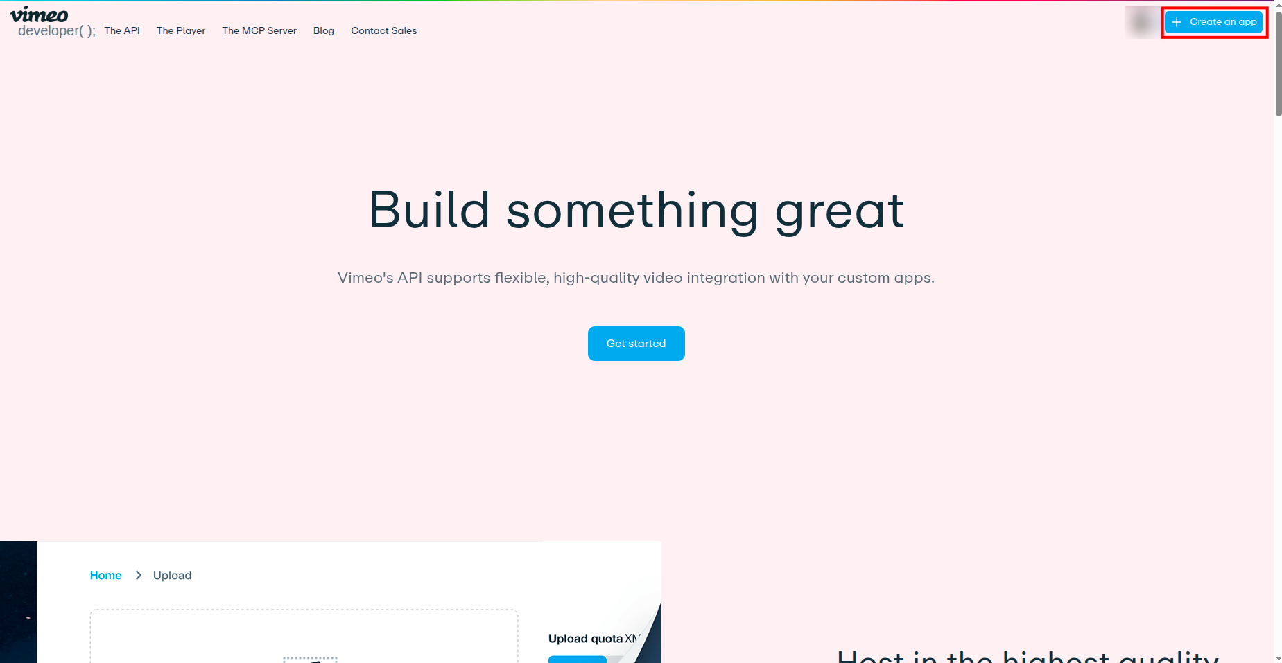 Vimeo Developer — Create an app
