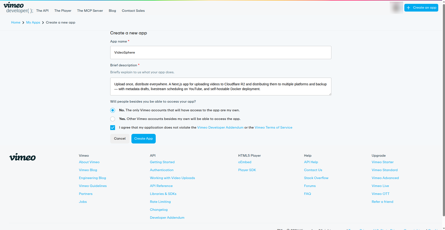 Create a new app