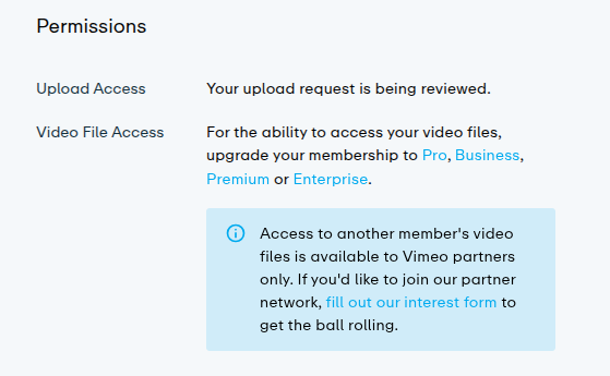 Permissions — upload request under review