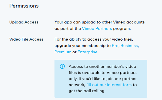 Permissions — after Upload Access approval